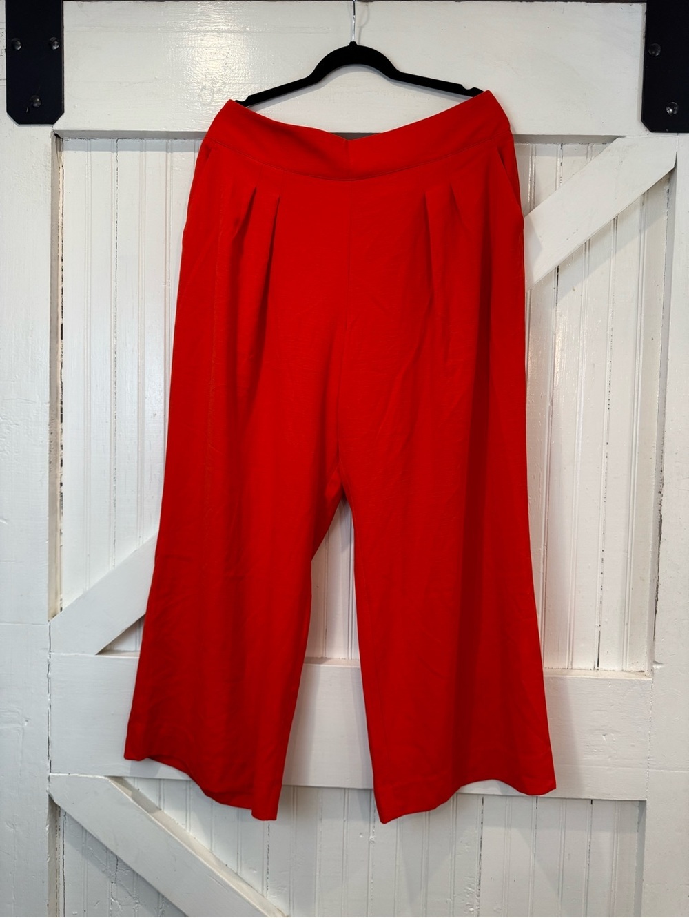 NWT Nine West Red Pull-On Wide Leg Pants XL Bright Red Office Career Culottes - Picture 2 of 10